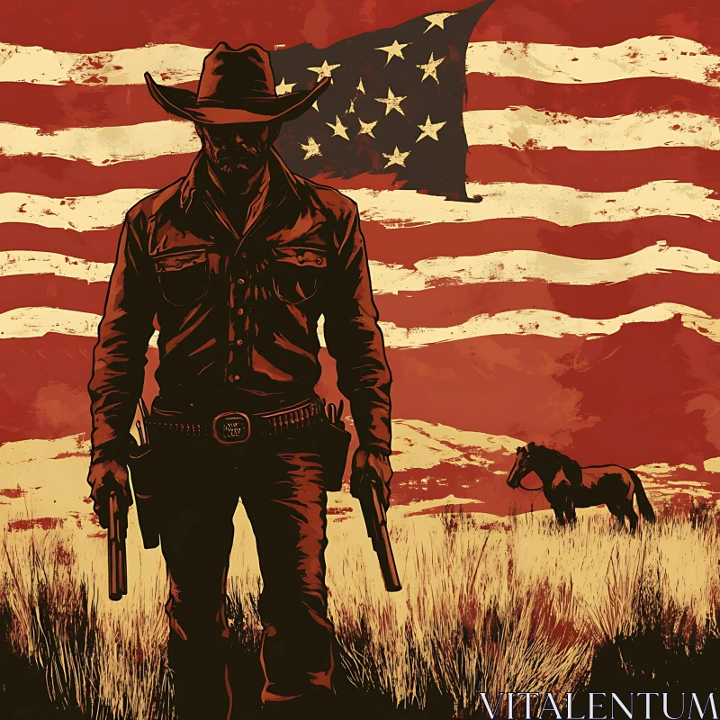 AI ART Cowboy with American Flag