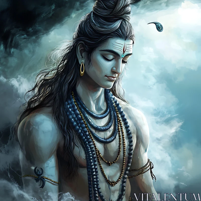 Digital Rendering of Hindu Deity Shiva AI Image