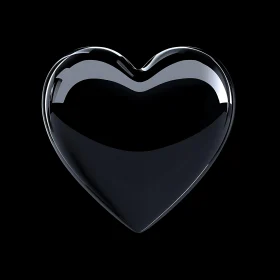 Glossy Black Heart on Dark Background
