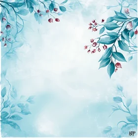 Minimal Botanical Art with Berries and Leaves