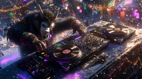 Horned Ape DJ at Snowy Rave