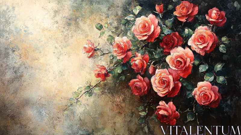 Captivating Floral Artwork of Red and Pink Roses AI Image