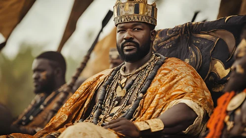 Regal Man with Crown and Jewelry