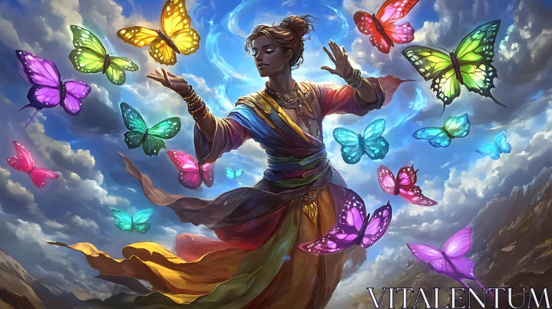 AI ART Butterfly Dreamscape: A Woman's Flight