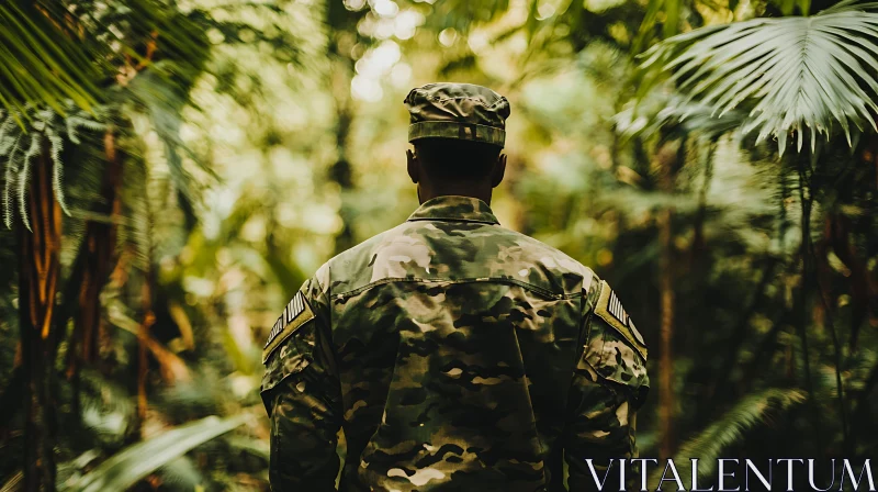 Military Personnel in Green Forest AI Image