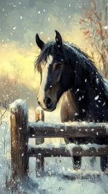 Serene Winter Horse Art