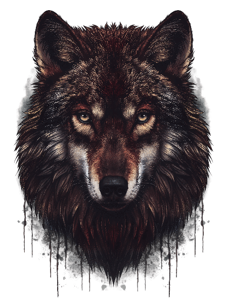 POD Design Wolf Face Art on T-Shirt