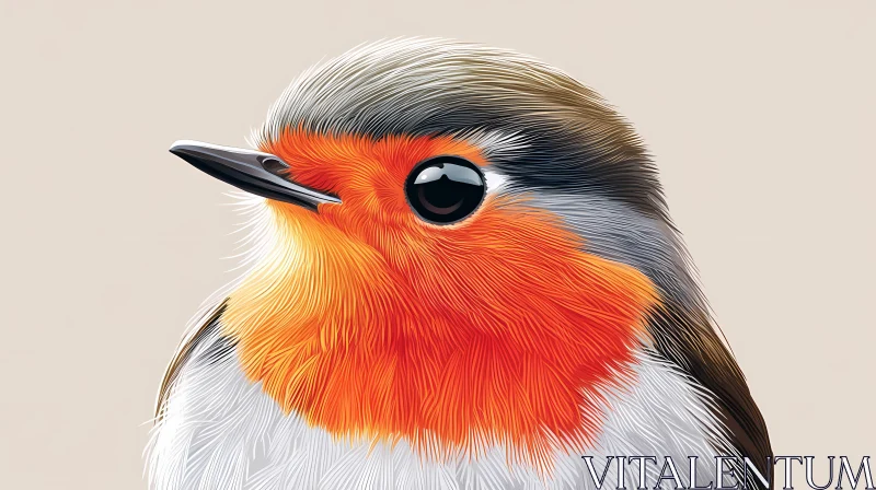 AI ART Robin Bird Close-Up Art