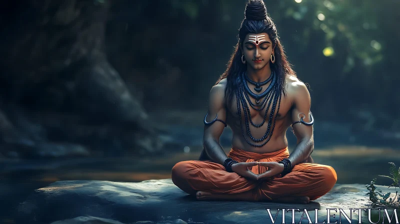 Meditative Shiva: A Portrait of Tranquility AI Image