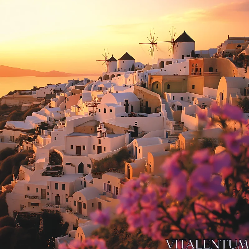 Sunset Over Santorini AI Image