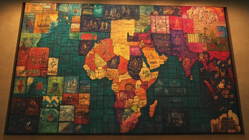 Colorful Mosaic World Map Artwork