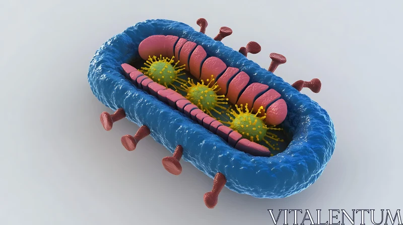 Microscopic Virus Structure Render AI Image