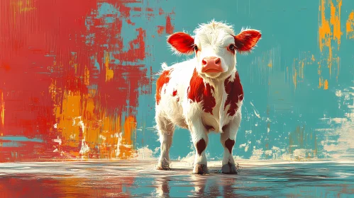 Whimsical Cow with Bold Colors
