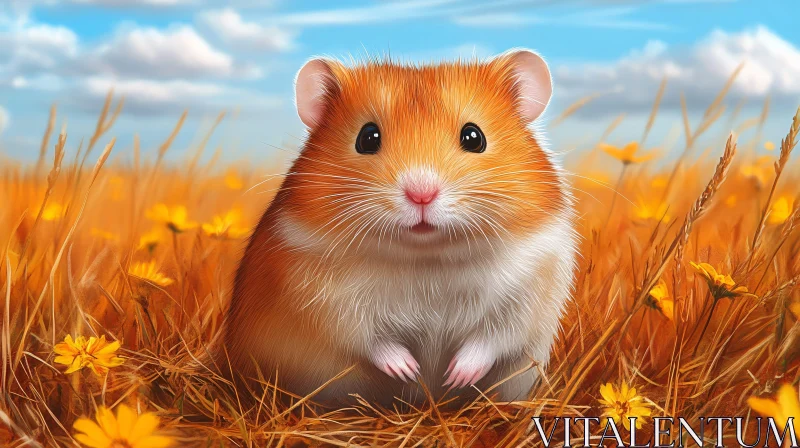 AI ART Cute Hamster Among Wildflowers