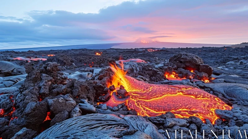 A Breathtaking Nighttime Volcanic Eruption AI Image