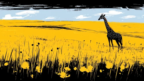 Majestic Giraffe in a Vibrant Landscape