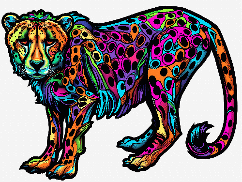 Abstract Cheetah T-Shirt Design in Bold Colors