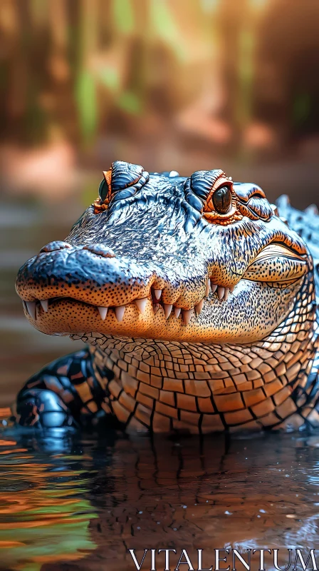 Crocodile Close-Up in Water AI Image