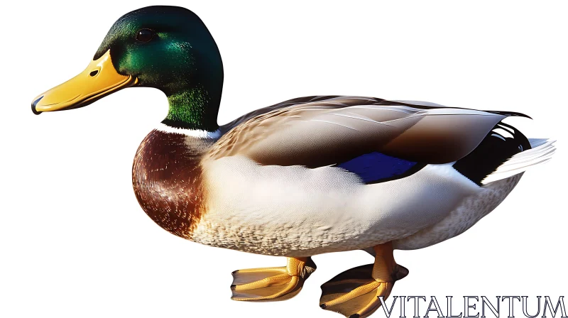 Detailed Portrait of a Mallard Duck AI Image