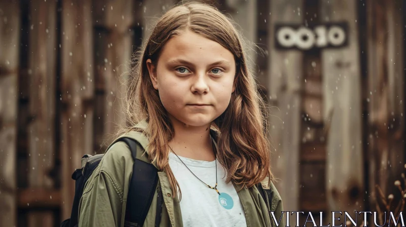 AI ART Greta Thunberg Standing in Rain