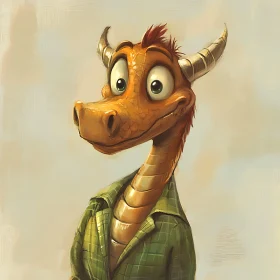 Cartoon Dragon Portrait with Googly Eyes