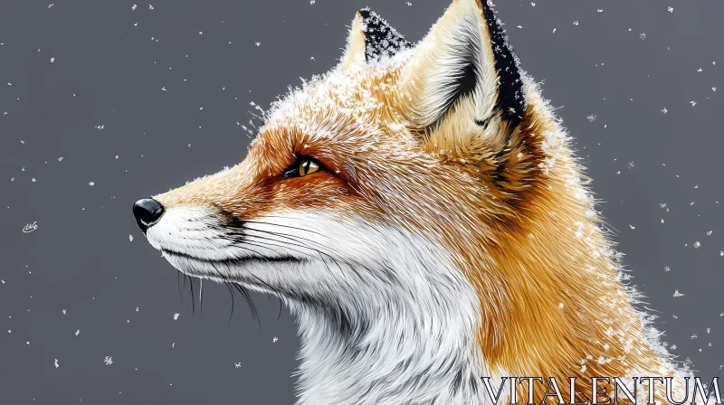 Snow-Kissed Fox Portrait AI Image