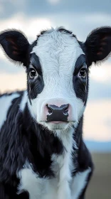 Young Cow in Pastel Countryside