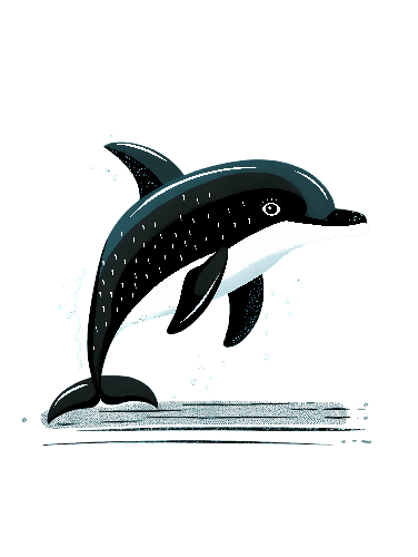 Charming Cartoon Dolphin Jumping - Transparent Background POD Design