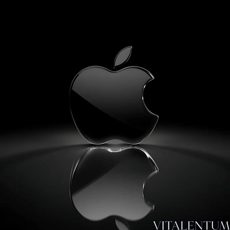 Black Apple Logo on Reflective Surface AI Image