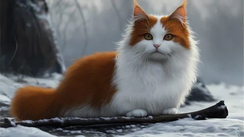 Orange and White Cat in Winter