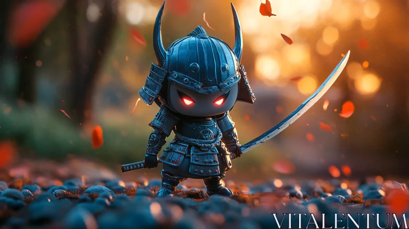 Small Samurai Figure with Katana AI Image