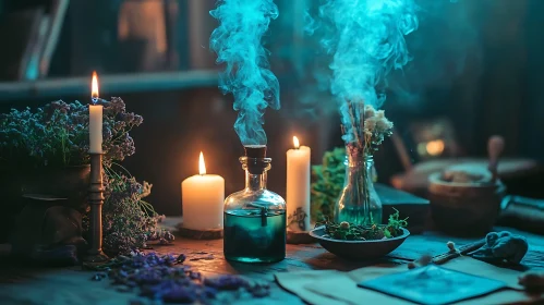 Enchanted Still Life: Potion and Candlelight