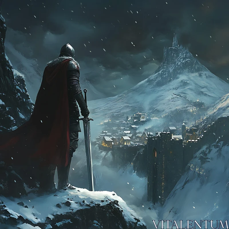 Winter Knight Guarding the Kingdom AI Image