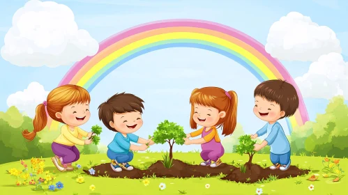 Kids Gardening with Rainbow