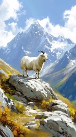 Mountain Goat amidst Majestic Peaks