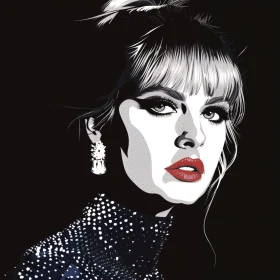 Stylized Monochrome Portrait of Taylor Swift