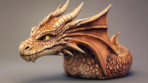 Detailed Dragon Head Sculpture Art