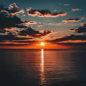 Ocean Sunset with Cloud Reflections