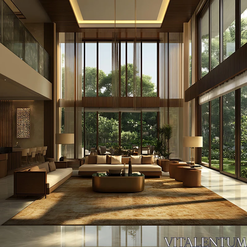 Elegant Interior Design with Natural Light AI Image