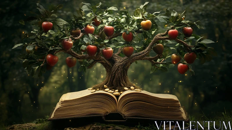 AI ART The Enchanted Apple Tree of Knowledge