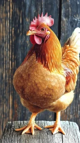 Golden Brown Chicken on Rustic Wood