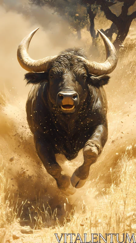 AI ART Powerful Bull in Motion