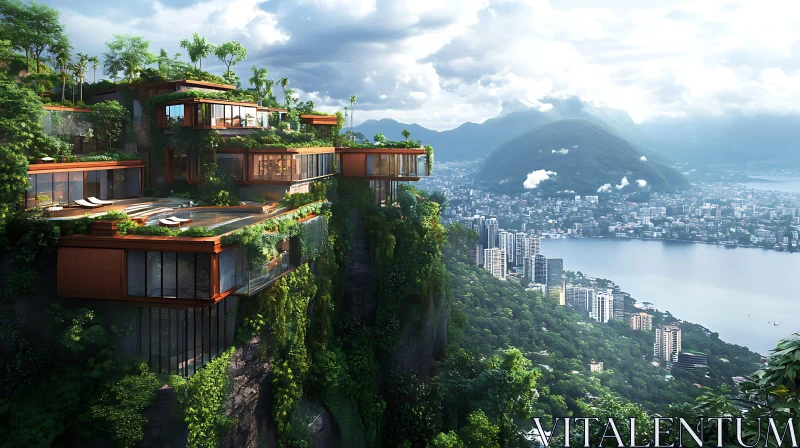 Luxury Sustainable Cliffside Home AI Image