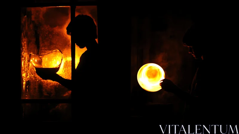 AI ART Glassblowing Silhouettes: Crafting with Fire