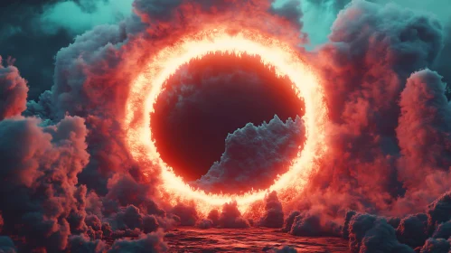 Otherworldly Fire Circle in Cloudscape