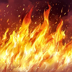 Dynamic Flames and Embers in Bright Orange and Red