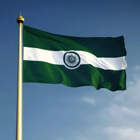 Flag with Green Field and Emblem