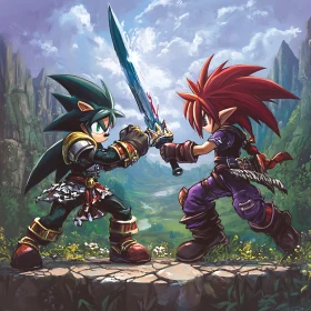 Fantasy Warriors Sword Fight Scene