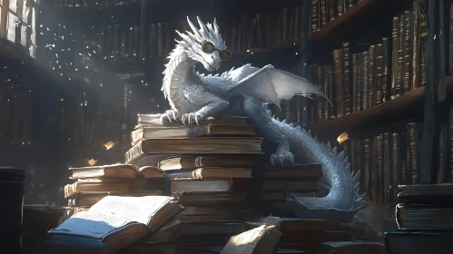 Dragon Reading in the Library
