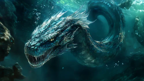 Aquatic Dragon in the Deep Sea